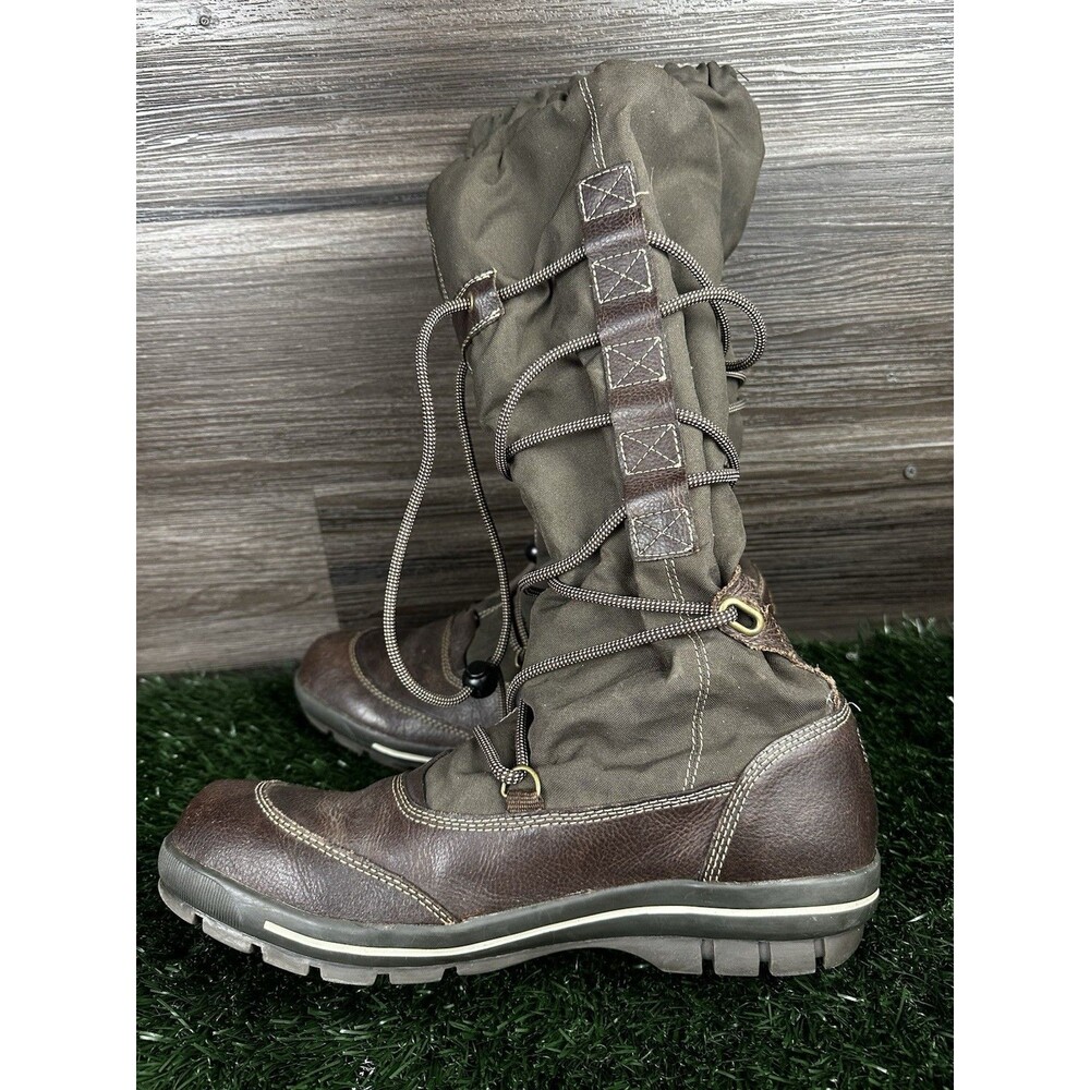 Pajar womens tall winter rain boots shoes brown drawstring patch size 10 Euro 41 - Picture 3 of 6